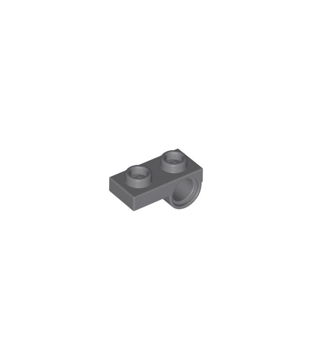 LEGO - Plaat, gemodificeerd 1 x 2 met pen-gat aan onderzijde - Dark Bluish Gray | N