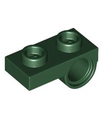 LEGO - Plaat, gemodificeerd 1 x 2 met pen-gat aan onderzijde - Dark Green | N - Thumbnail