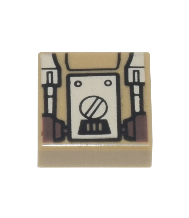  - Tegel 1 x 1 met wit en donkerbruin SW Mark IV architect-droid achterpaneel­patroon (Professor Huyang) - Dark Tan | N