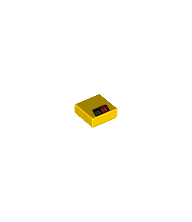  - Tegel 1 x 1 met zilver 'GR' op zwart-rode achtergrond­patroon - Yellow | N