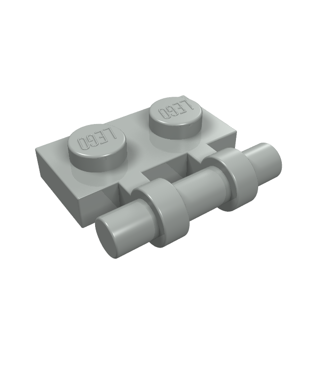 LEGO - Plaat, gemodificeerd 1 x 2 met staaf-handgreep aan zijkant - vrije uiteinden - Light Gray | N