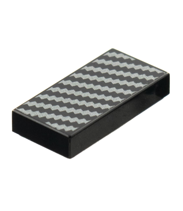  - Tegel 1 x 2 met zilveren diagonale zigzag­lijnen­patroon - Black | N