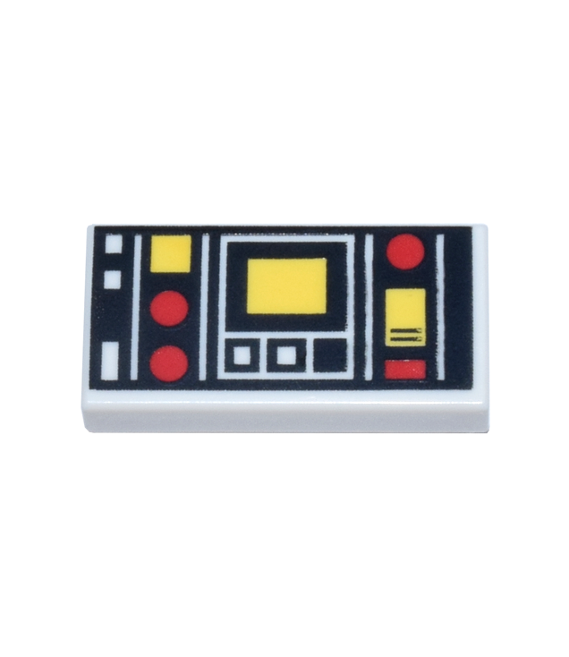  - Tegel 1 x 2 met rode en gele bedienings­panelen en twee witte vierkanten links­patroon - White | N
