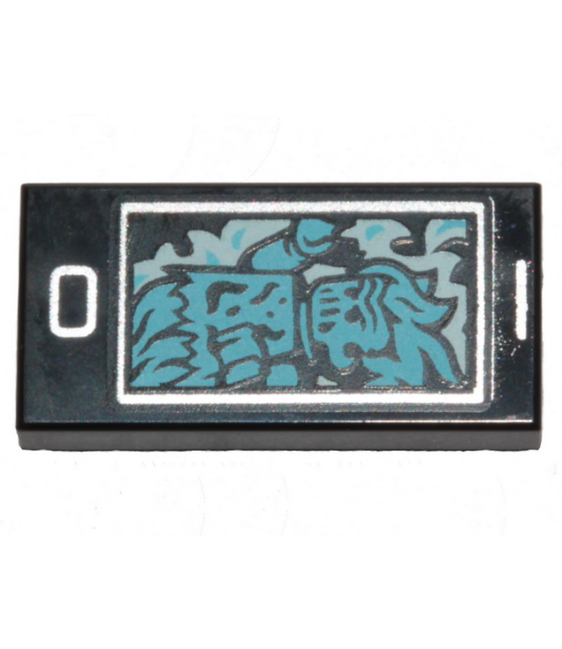  - Tegel 1 x 2 met mobiele telefoon en middel­azuur geest­patroon - Black | N