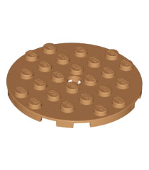 LEGO - Plaat, rond 6 x 6 met gat - Medium Nougat | N - Thumbnail
