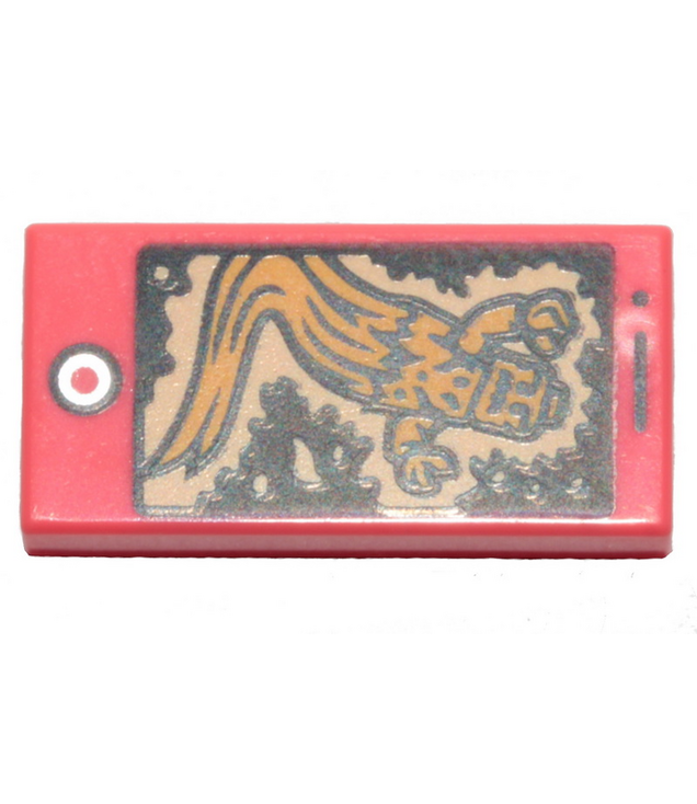  - Tegel 1 x 2 met mobiele telefoon en lichtoranje geest­patroon - Coral | N