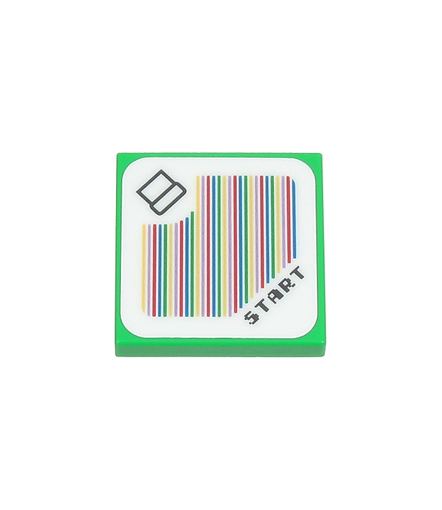  - Tegel 2 x 2 met Super Mario scan­code pijp en 'START', ronde hoek­patroon (sticker) – sets 71403 / 71441 - Bright Green | N
