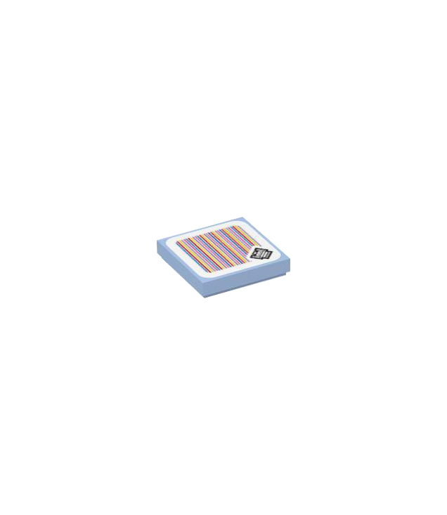  - Tegel 2 x 2 met Super Mario scan­code Grote Spike­patroon (sticker) – set 71409 - Bright Light Blue | N