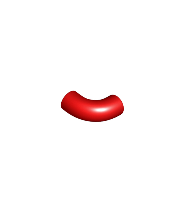 LEGO - Steen, rond 1 x 1 bocht 90 graden macaroni - zonder nop - type 2 - as-gat - Red | N