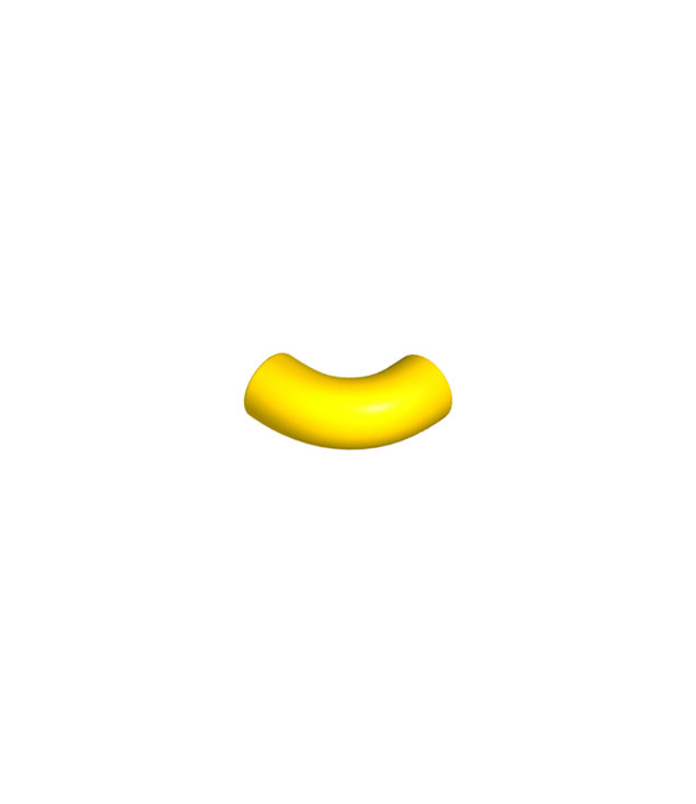LEGO - Steen, rond 1 x 1 bocht 90 graden macaroni - zonder nop - type 2 - as-gat - Yellow | N