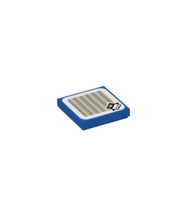  - Tegel 2 x 2 met Super Mario scan­code baby­pinguïn­patroon (sticker) – sets 71402 / 71417 / 71430 - Blue | N