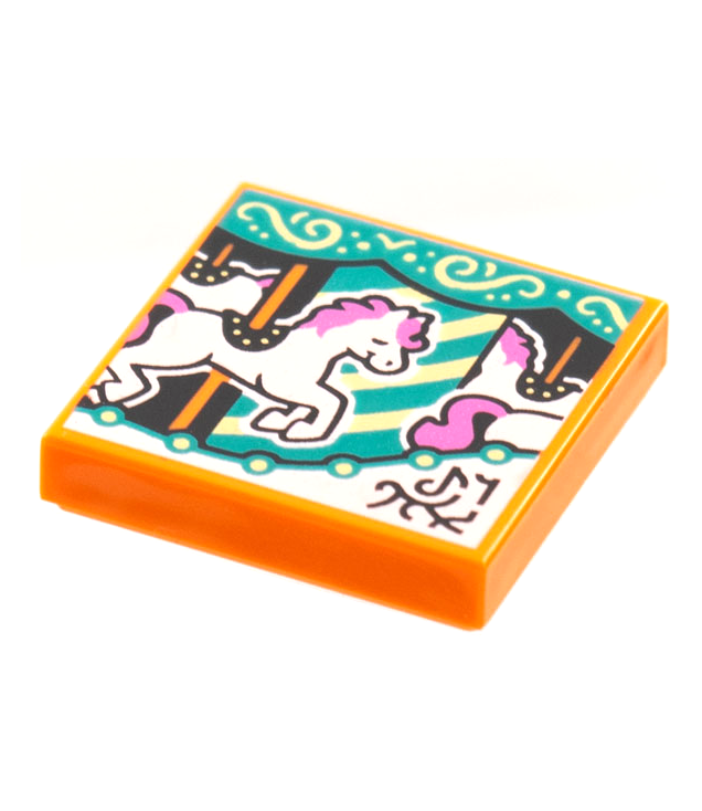  - Tegel 2 x 2 met BeatBit albumhoes – draaimolen­paard­patroon - Orange | N