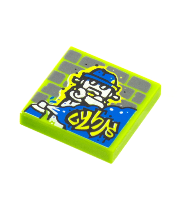  - Tegel 2 x 2 met BeatBit albumhoes – robotgraffiti­patroon - Lime | N