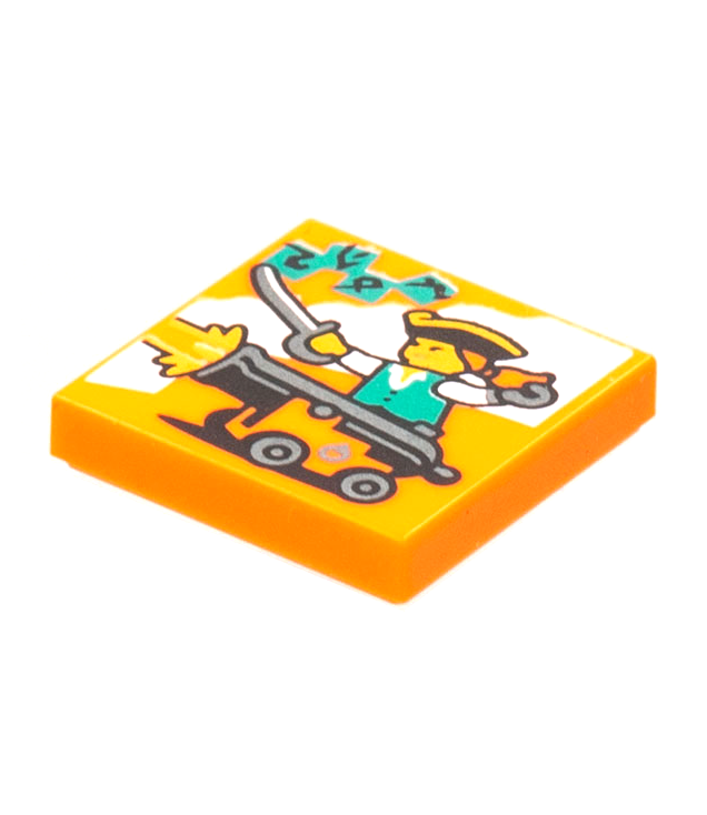  - Tegel 2 x 2 met BeatBit albumhoes – piraat die kanon afvuurt­patroon - Orange | N
