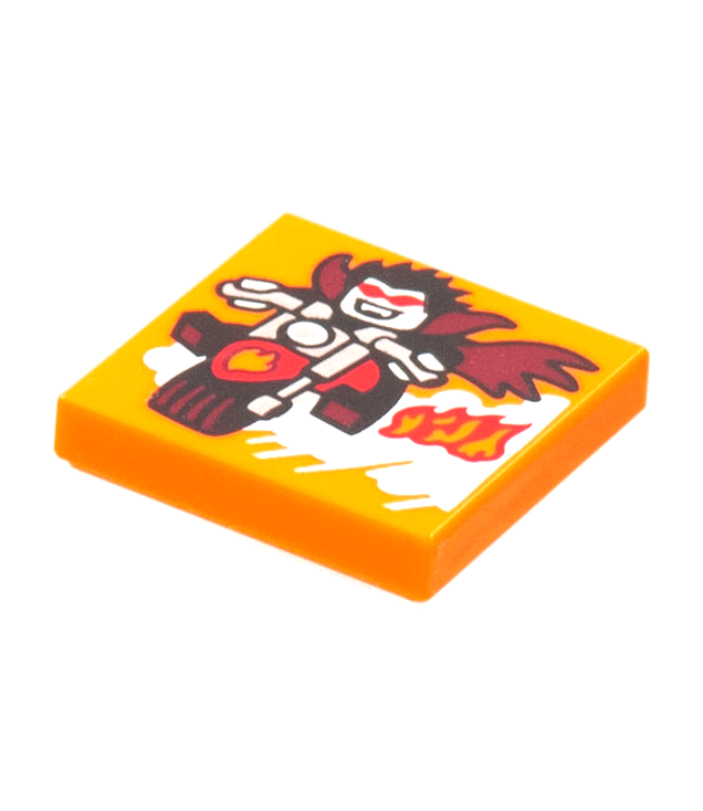  - Tegel 2 x 2 met BeatBit albumhoes – vampier op motor­patroon - Orange | N