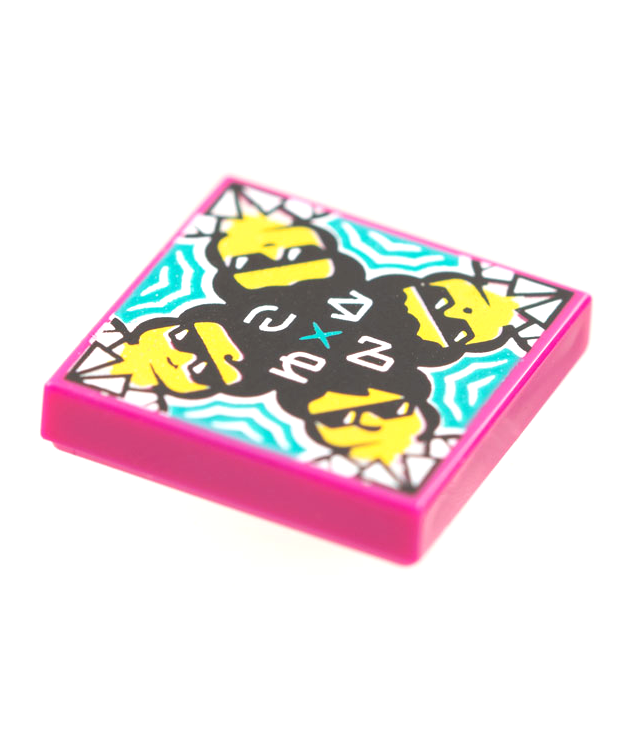  - Tegel 2 x 2 met BeatBit albumhoes – caleidoscoop­figuren­patroon - Magenta | N