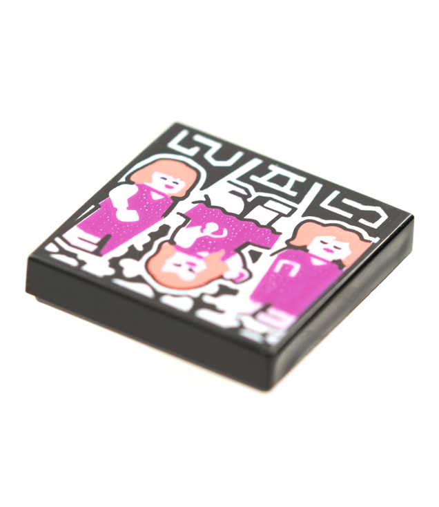  - Tegel 2 x 2 met BeatBit albumhoes – dansende meisjes, middelste ondersteboven­patroon - Black | N