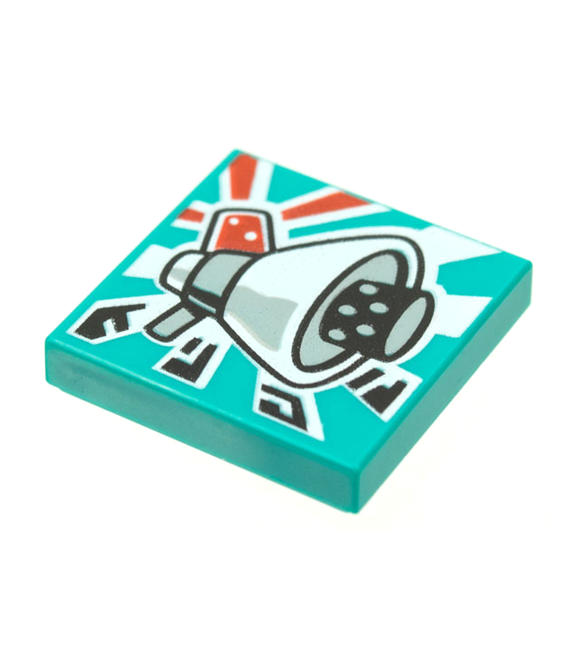  - Tegel 2 x 2 met BeatBit albumhoes – megafoon / luidspreker / ruimtepistool­patroon - Dark Turquoise | N