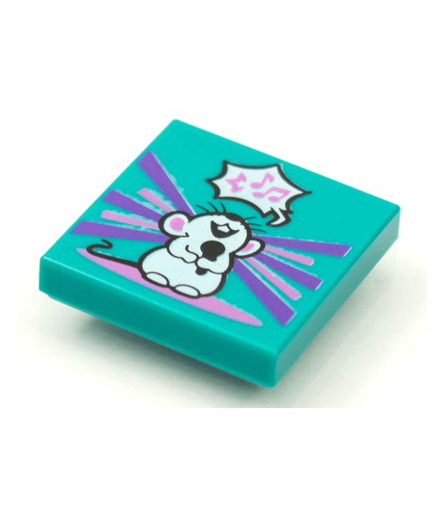  - Tegel 2 x 2 met BeatBit albumhoes – zingende muis­patroon - Dark Turquoise | N
