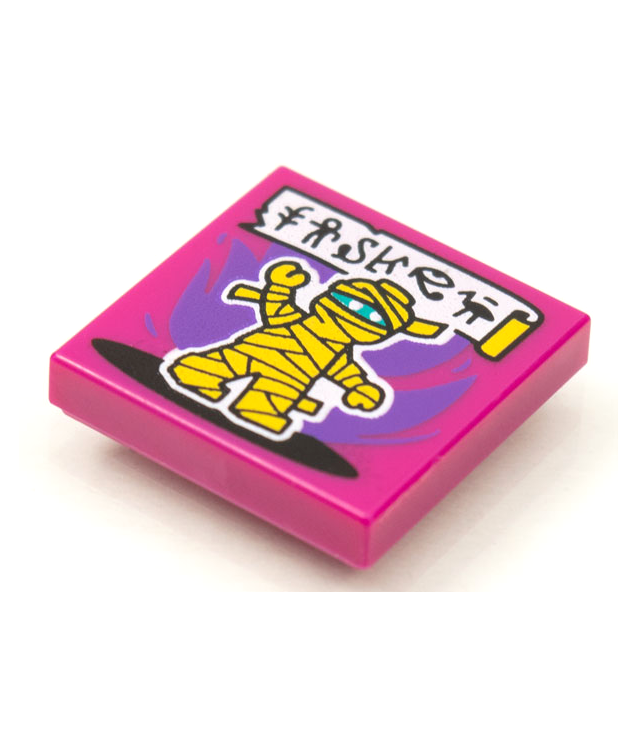  - Tegel 2 x 2 met BeatBit albumhoes – gele mummie­patroon - Magenta | N