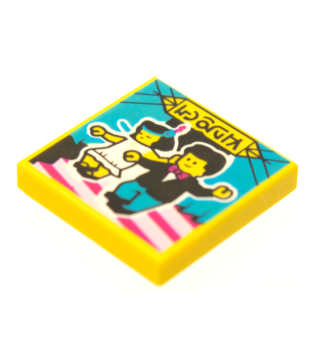 - Tegel 2 x 2 met BeatBit albumhoes – man en vrouw op trap­patroon - Yellow | N