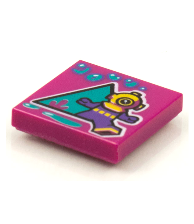  - Tegel 2 x 2 met BeatBit albumhoes – diepzee­duiker­patroon - Magenta | N