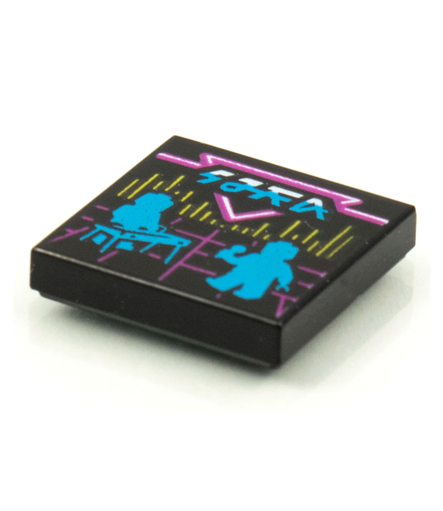  - Tegel 2 x 2 met BeatBit albumhoes – donker­azuur toetsenist- en zanger­silhouetten­patroon - Black | N