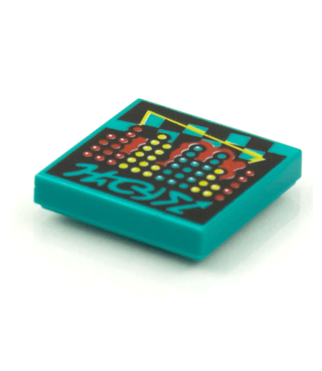  - Tegel 2 x 2 met BeatBit albumhoes – rode, gele en donker­turquoise stippen­patroon - Dark Turquoise | N