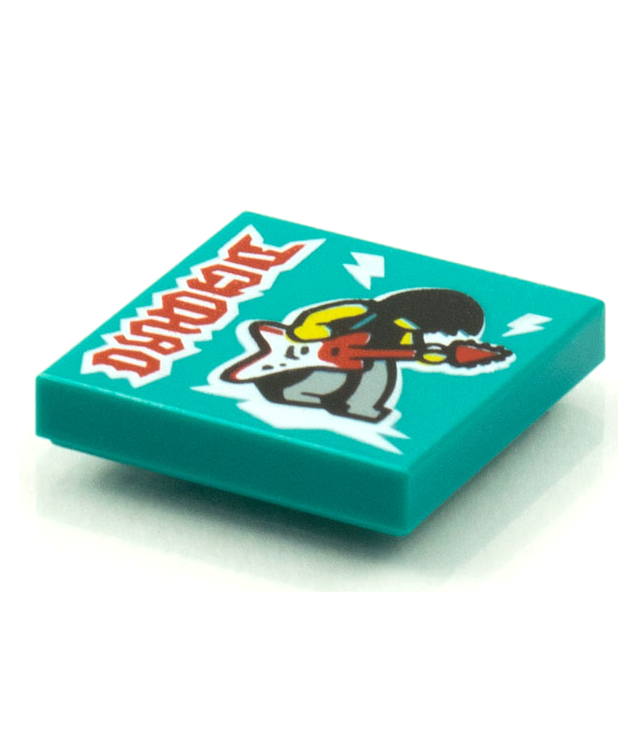  - Tegel 2 x 2 met BeatBit albumhoes – man met Flying-V gitaar­patroon - Dark Turquoise | N