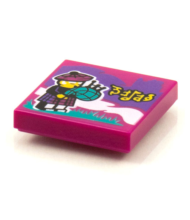  - Tegel 2 x 2 met BeatBit albumhoes – doedelzakspeler­patroon - Magenta | N