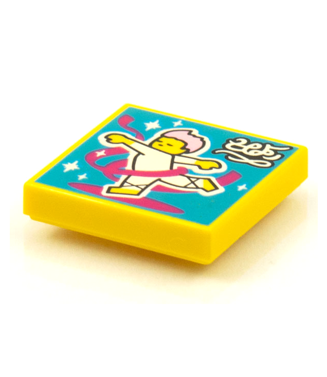  - Tegel 2 x 2 met BeatBit albumhoes – balletdanser met magenta lint­patroon - Yellow | N