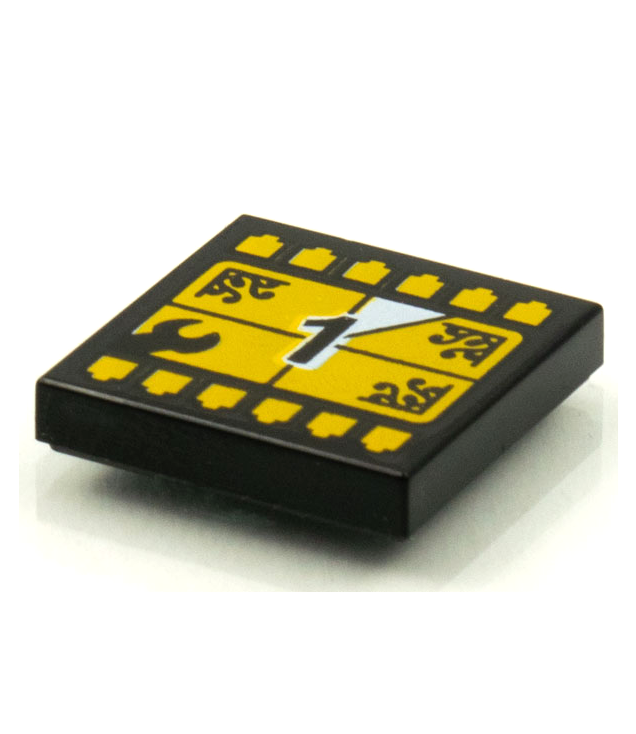  - Tegel 2 x 2 met BeatBit albumhoes – gele tv-scherm aftelling nummer 1­patroon - Black | N