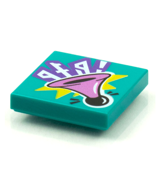  - Tegel 2 x 2 met BeatBit albumhoes – middel­lila claxon­hoorn­patroon - Dark Turquoise | N