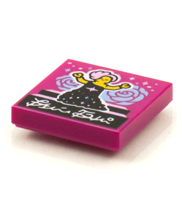  - Tegel 2 x 2 met BeatBit albumhoes – zangeres met roze haar in zwarte jurk­patroon - Magenta | N