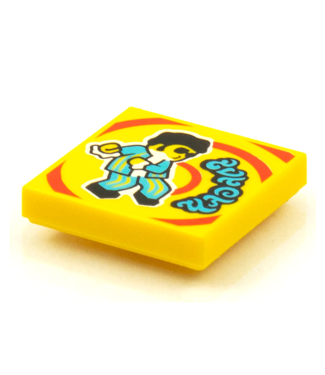 - Tegel 2 x 2 met BeatBit albumhoes – danser in krijtstreep­pak­patroon - Yellow | N
