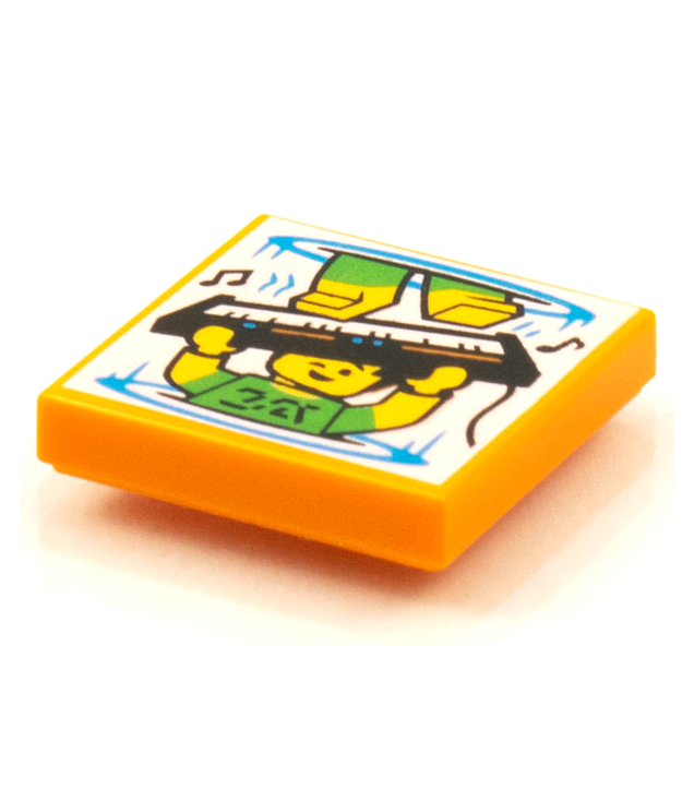 - Tegel 2 x 2 met BeatBit albumhoes – ruimtevervormende toetsenist­patroon - Orange | N