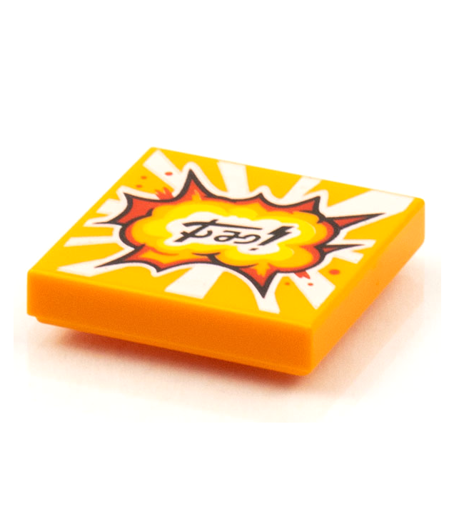  - Tegel 2 x 2 met BeatBit albumhoes – rood-oranje-gele explosie­patroon - Orange | N