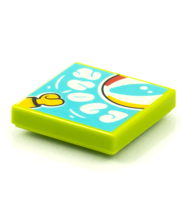  - Tegel 2 x 2 met BeatBit albumhoes – hand met strandbal­patroon - Lime | N