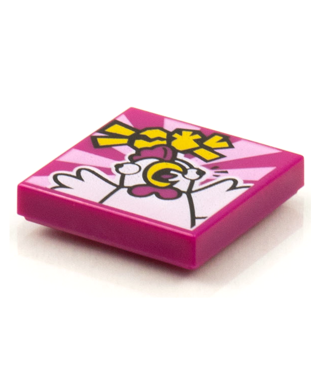  - Tegel 2 x 2 met BeatBit albumhoes – bange kip­patroon - Magenta | N