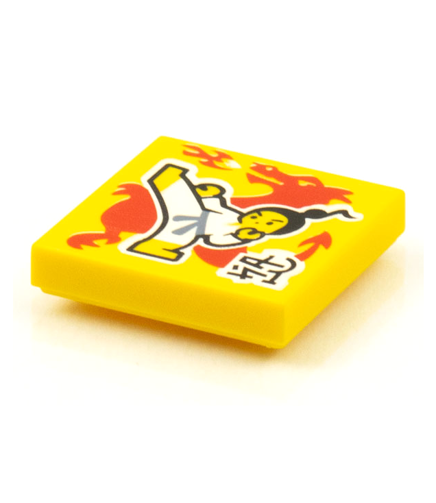  - Tegel 2 x 2 met BeatBit albumhoes – hoge karate­trap en rode draak­patroon - Yellow | N