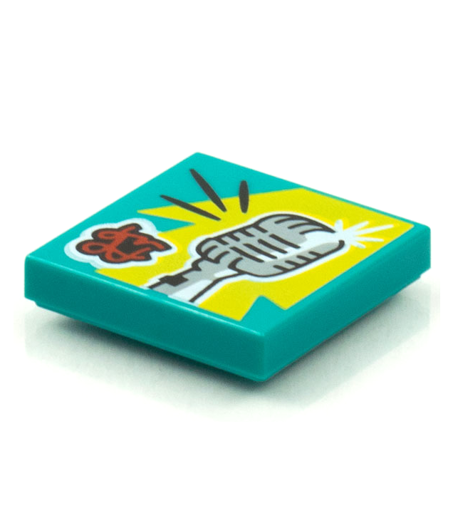  - Tegel 2 x 2 met BeatBit albumhoes – vintage microfoon­patroon - Dark Turquoise | N