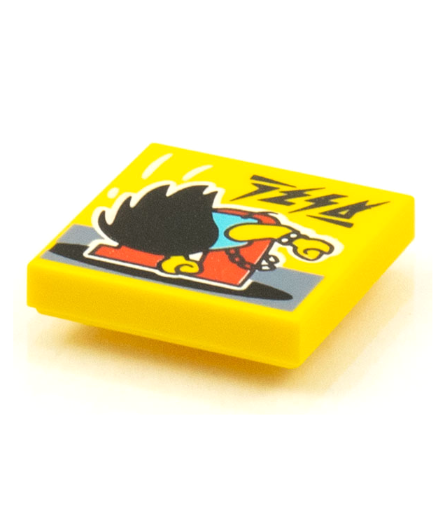  - Tegel 2 x 2 met BeatBit albumhoes – voorovergebogen minifiguur (headbanger)­patroon - Yellow | N
