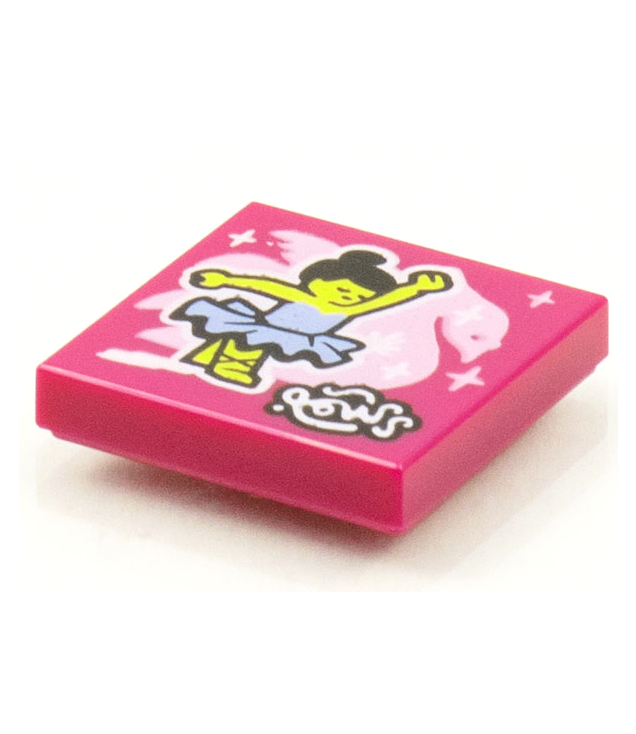  - Tegel 2 x 2 met BeatBit albumhoes – ballerina en zwaan­patroon - Magenta | N