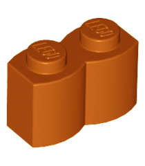 LEGO - Steen, gemodificeerd 1 x 2 met boomstamprofiel - Dark Orange | N - Thumbnail