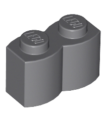 LEGO - Steen, gemodificeerd 1 x 2 met boomstamprofiel - Dark Bluish Gray | N - Thumbnail