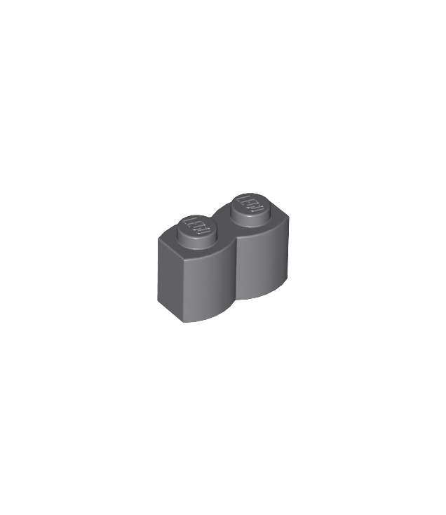 LEGO - Steen, gemodificeerd 1 x 2 met boomstamprofiel - Dark Bluish Gray | N