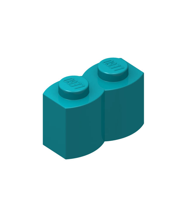LEGO - Steen, gemodificeerd 1 x 2 met boomstamprofiel - Dark Turquoise | N