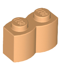 LEGO - Steen, gemodificeerd 1 x 2 met boomstamprofiel - Medium Nougat | N - Thumbnail