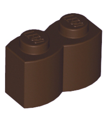 LEGO - Steen, gemodificeerd 1 x 2 met boomstamprofiel - Dark Brown | N - Thumbnail