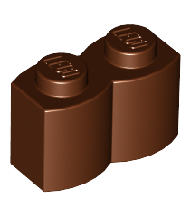 LEGO - Steen, gemodificeerd 1 x 2 met boomstamprofiel - Reddish Brown | N - Thumbnail